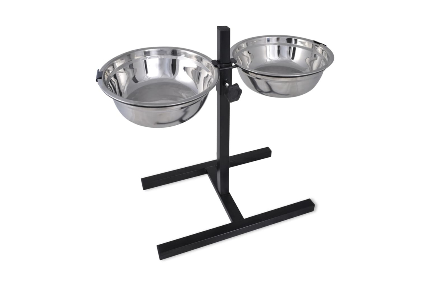 vidaXL 170093 Adjustable Double Diner Pet Dog Feeding Stand & 2 X 4.1l Stainless Steel Bowls