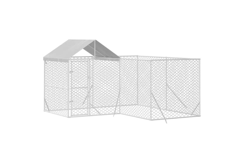 Vidaxl 3190470 Outdoor Dog Kennel With Roof Silver 4x4x2.5 M Galvanised Steel