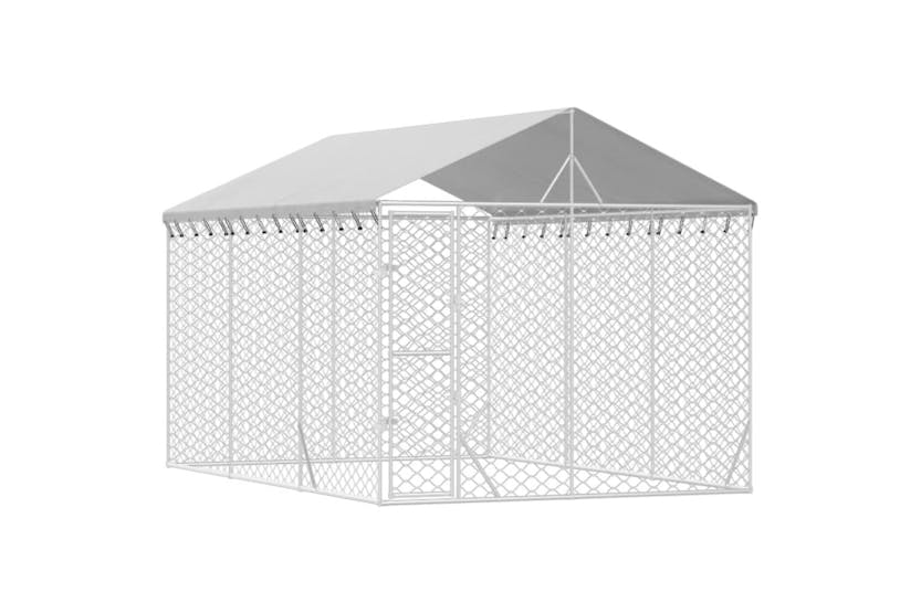 Vidaxl 3190487 Outdoor Dog Kennel With Roof Silver 3x4.5x2.5 M Galvanised Steel