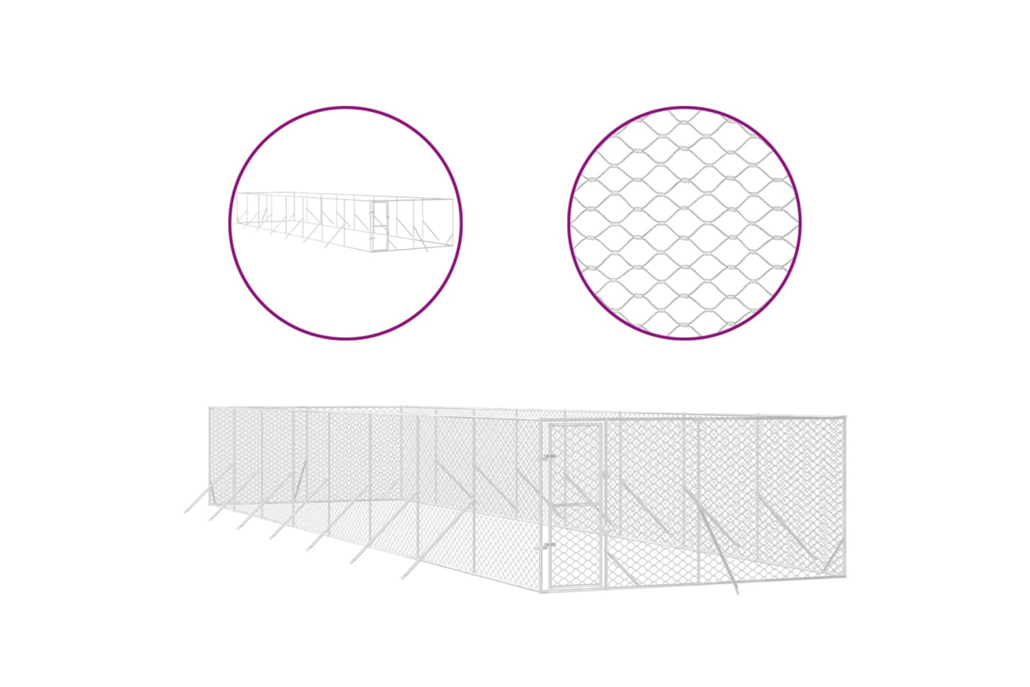 vidaXL 3190458 Outdoor Dog Kennel Silver 4x16x2 M Galvanised Steel