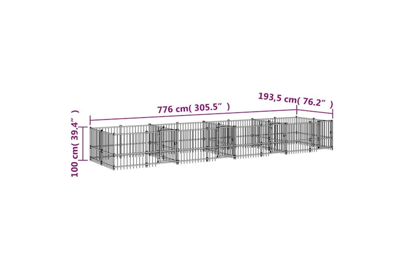 Vidaxl 3124666 Outdoor Dog Kennel Steel 15.02 M2