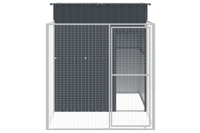 Vidaxl 172365 Dog House With Run Anthracite 165x251x181 Cm Galvanised Steel