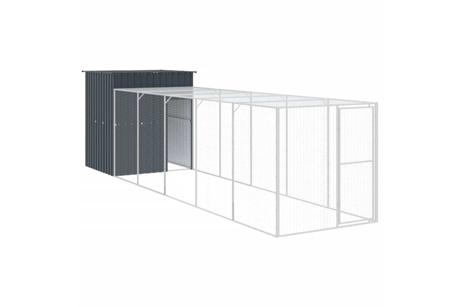 vidaXL 3189110 Chicken Cage With Run Anthracite 165x659x181cm Galvanised Steel