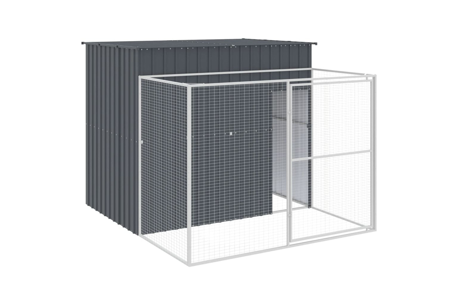 vidaXL 3189119 Dog House With Run Anthracite 214x253x181cm Galvanised Steel