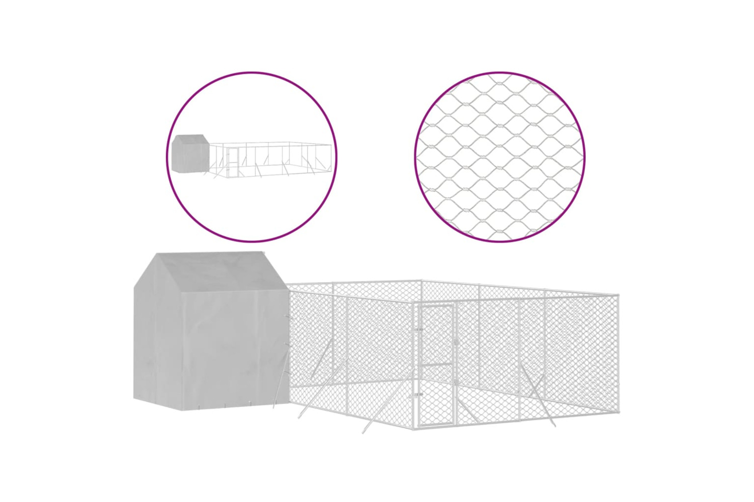 vidaXL 3190479 Outdoor Dog Kennel With Roof Silver 6x6x2.5 M Galvanised Steel