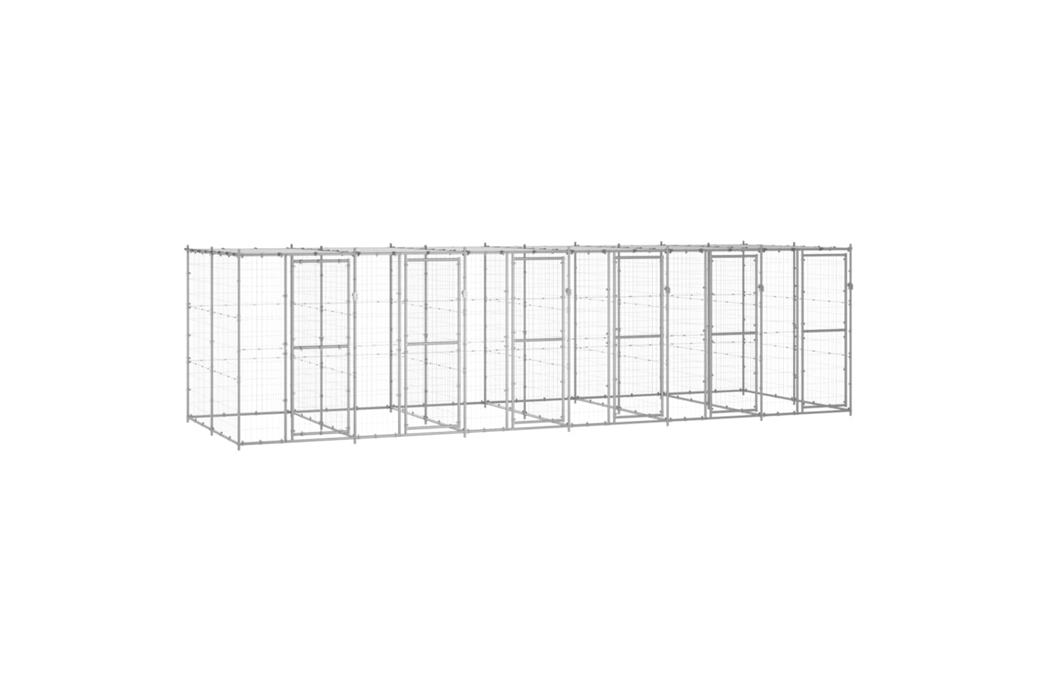 vidaXL 3082275 Outdoor Dog Kennel Galvanised Steel With Roof 14.52 M2