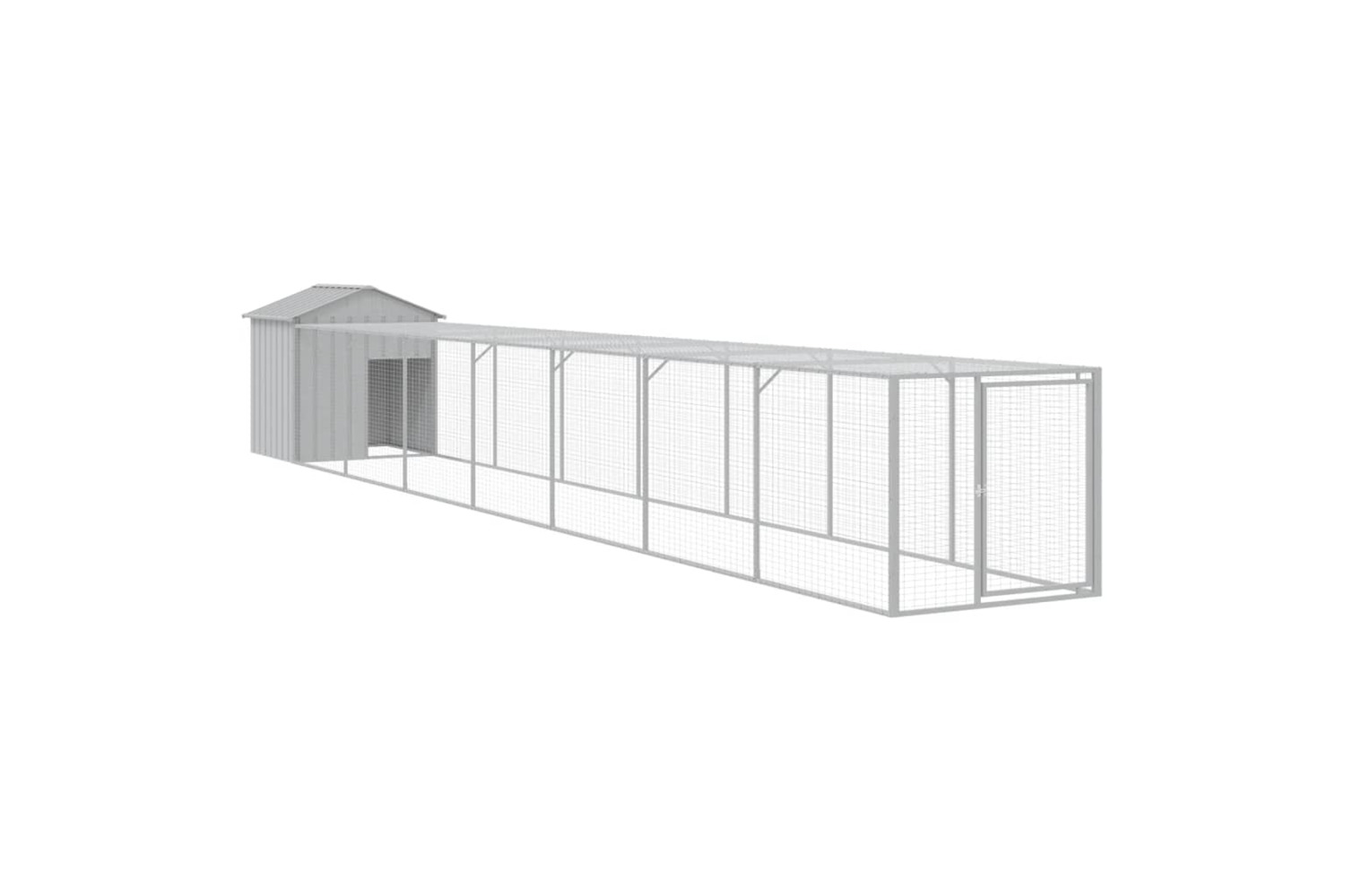 vidaXL 3189076 Chicken Cage With Run Light Grey 117x813x123cm Galvanised Steel