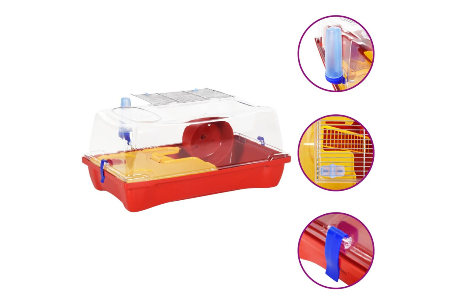 vidaXL 172218 Hamster Cage Red 57x33x26cm Polypropylene