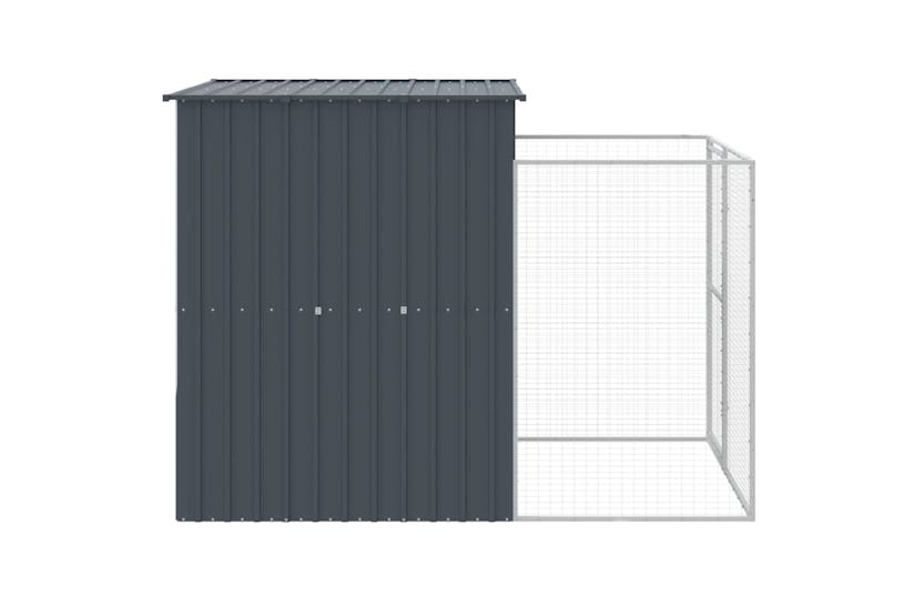 Vidaxl 172365 Dog House With Run Anthracite 165x251x181 Cm Galvanised Steel