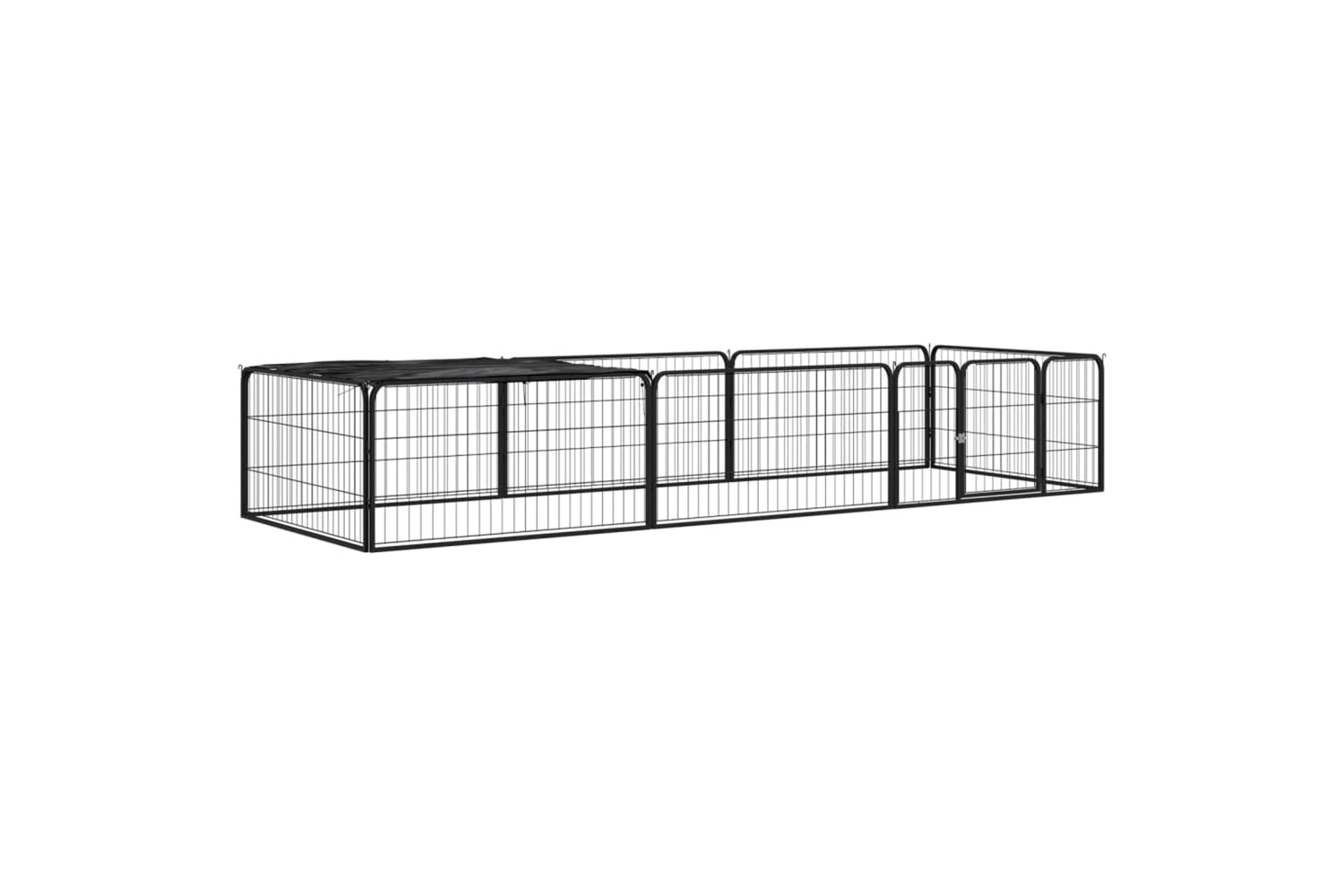 vidaXL 3115976 8-panel Dog Playpen Black 100x50cm Powder-coated Steel