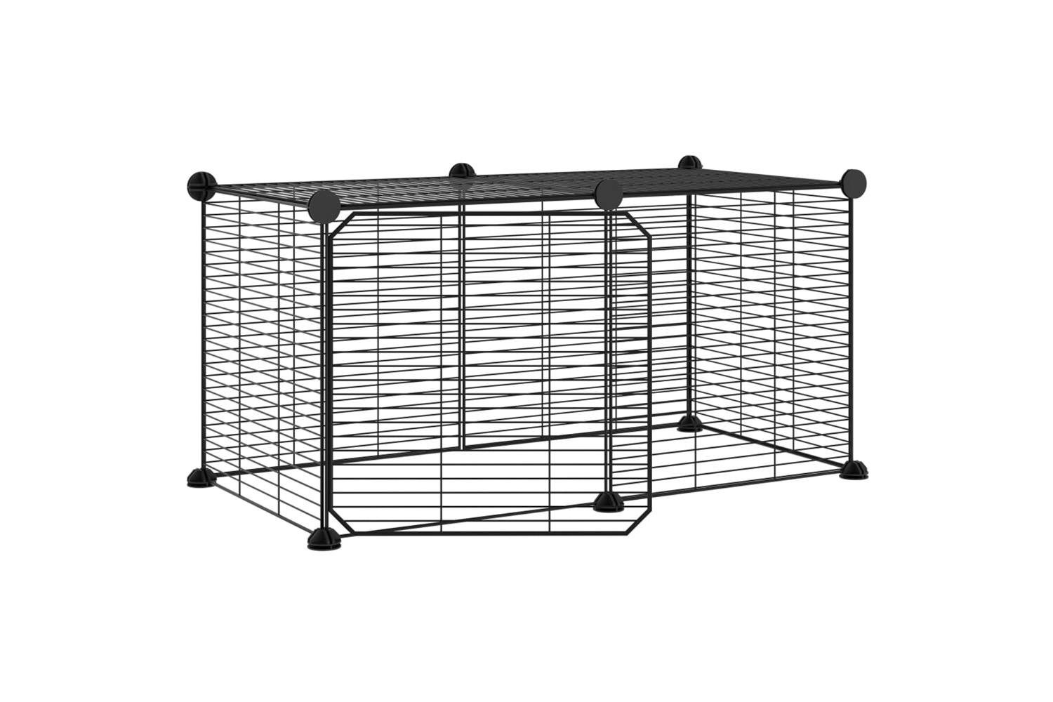 Vidaxl 3114053 8-panel Pet Cage With Door Black 35x35 Cm Steel