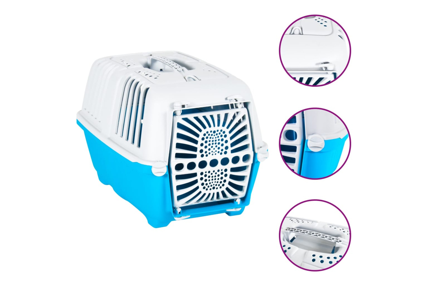 vidaXL 172217 Pet Carrier White And Blue 55x36x36cm Polypropylene