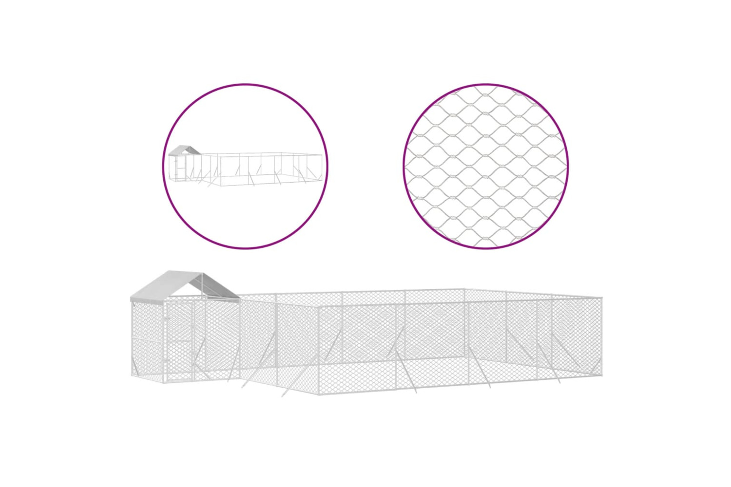 vidaXL 3190472 Outdoor Dog Kennel With Roof Silver 10x6x2.5 M Galvanised Steel