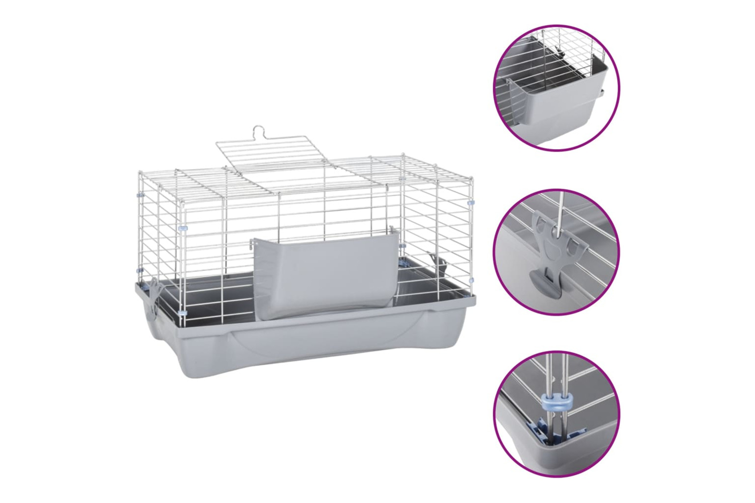 vidaXL 172224 Small Animal Cage Grey 58x32x31cm Polypropylene And Metal