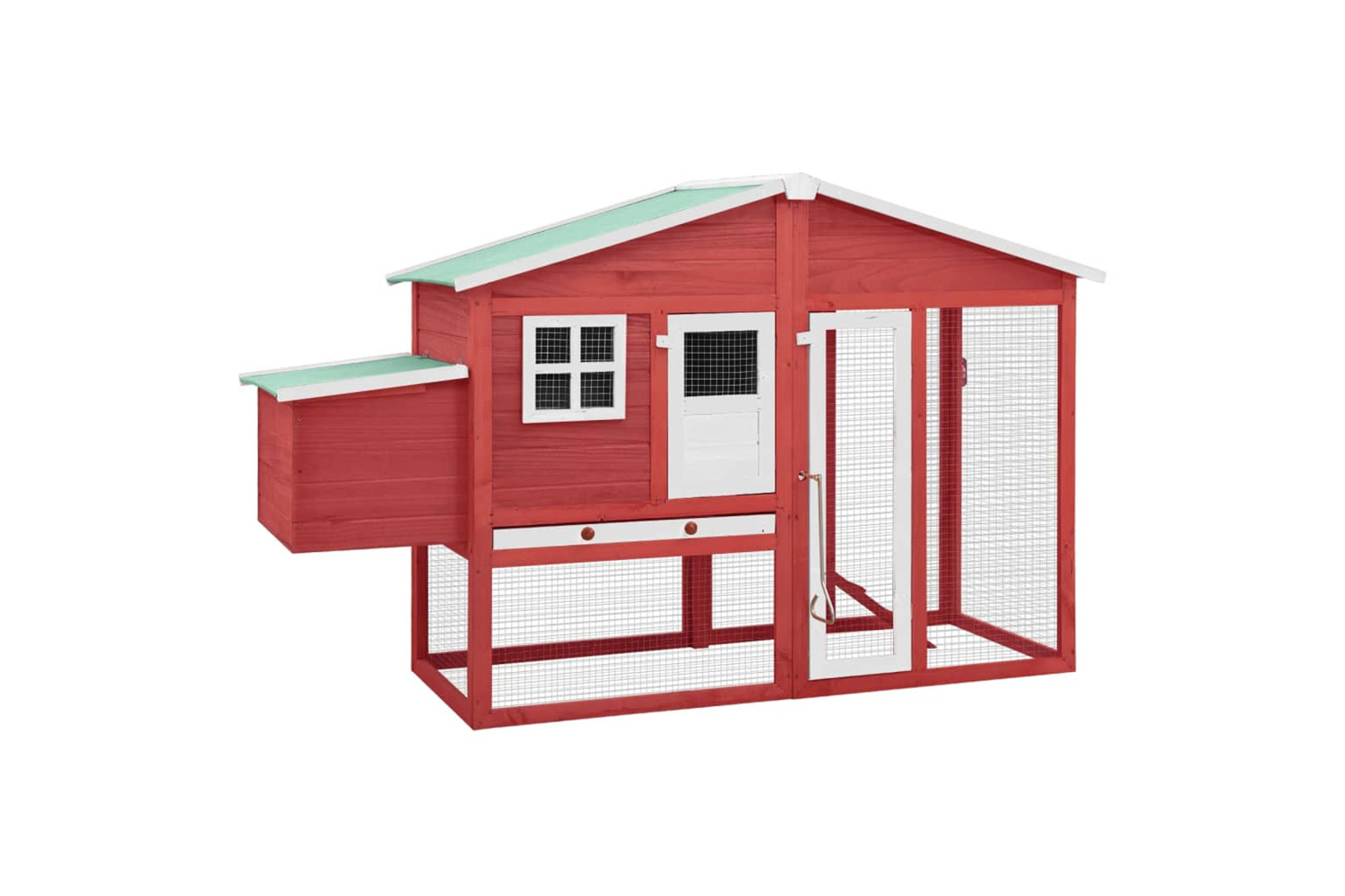 vidaXL 170867 Chicken Coop With Nest Box Red And White Solid Fir Wood