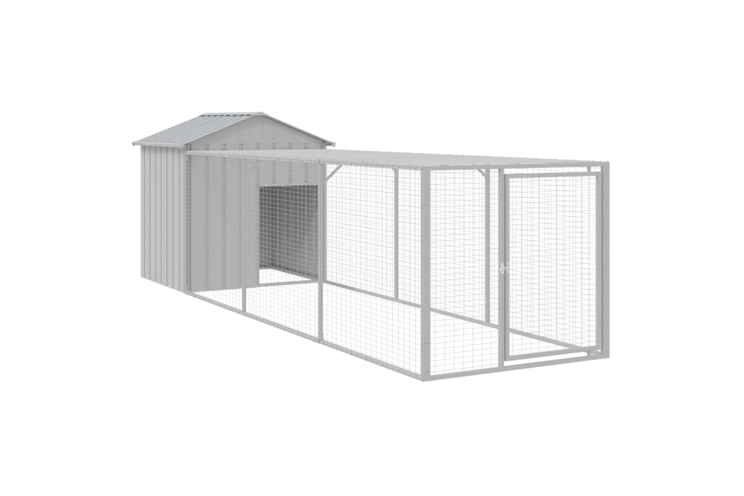 vidaXL 3189074 Chicken Cage With Run Light Grey 117x405x123cm Galvanised Steel