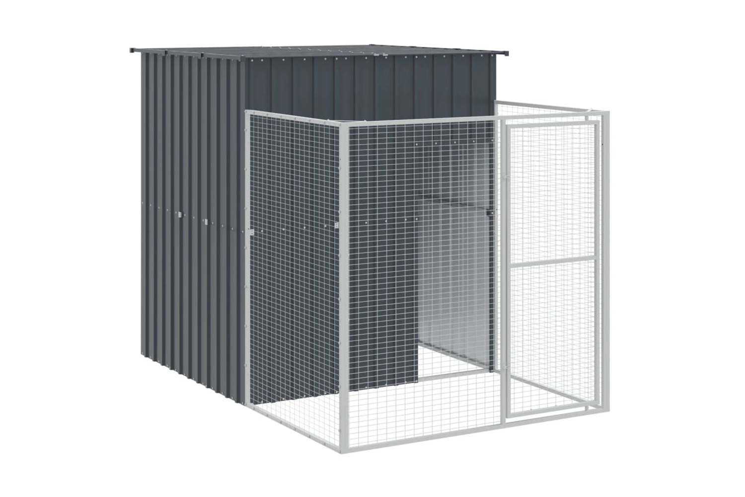 Vidaxl Dog House With Run Anthracite 165x251x181 Cm Galvanised Steel