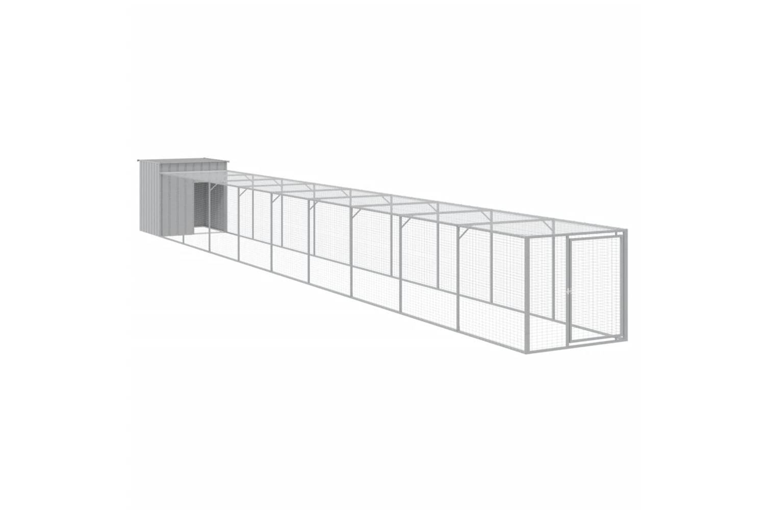 vidaXL 3189097 Chicken Cage With Run Light Grey 110x1017x110cm Galvanised Steel