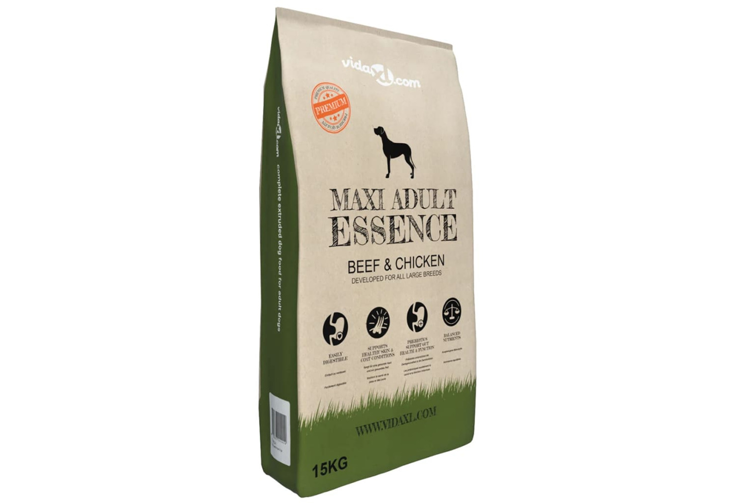 vidaXL 170492 Premium Dry Dog Food Maxi Adult Essence Beef & Chicken 15 Kg