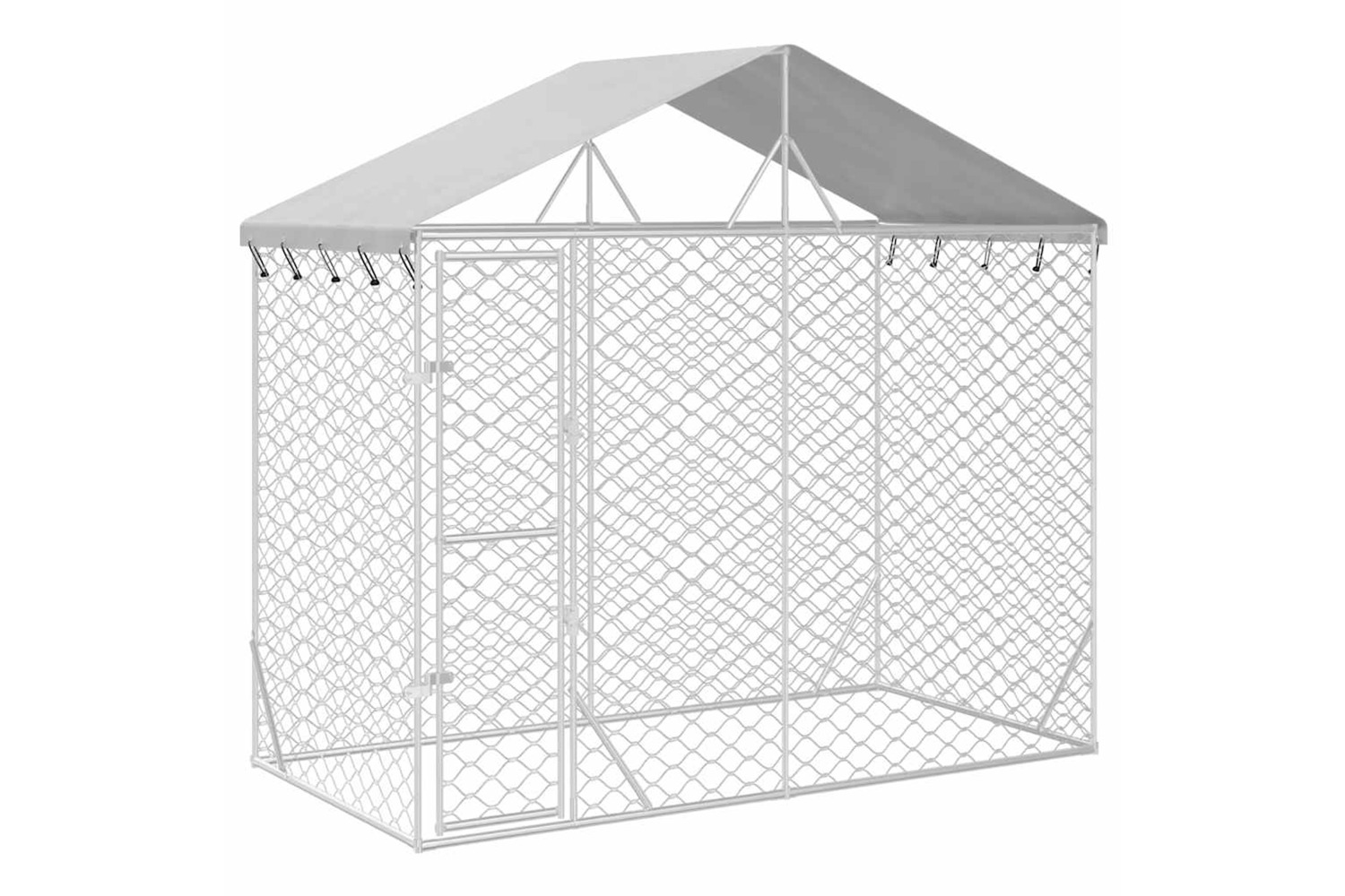 Vidaxl Outdoor Dog Kennel With Roof Silver 3x1.5x2.5 M Galvanised Steel