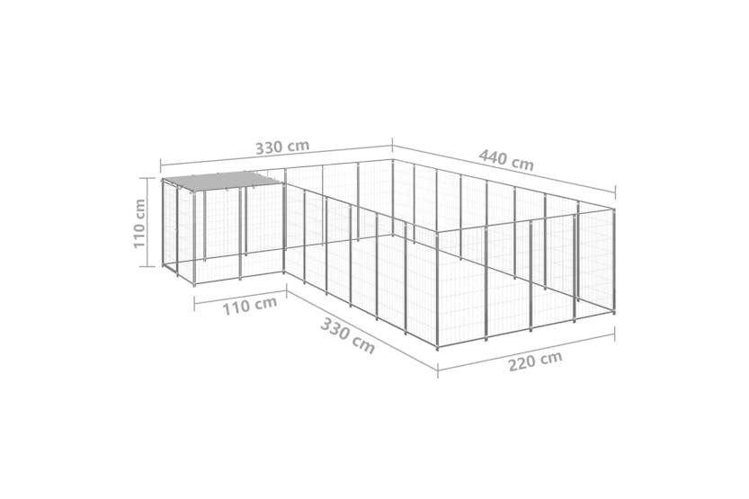 Vidaxl 3082232 Dog Kennel Silver 10.89 M2 Steel