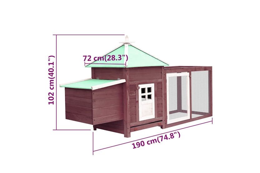 Vidaxl 170982 Chicken Coop With Nest Box Mocha 190x72x102 Cm Solid Firwood