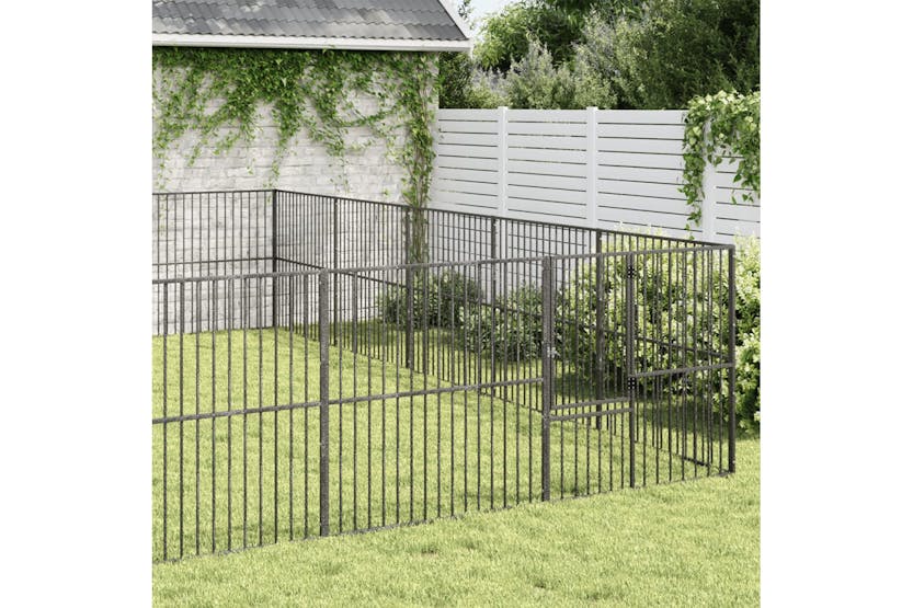 Vidaxl 3209560 Dog Playpen 20 Panels Black Galvanised Steel