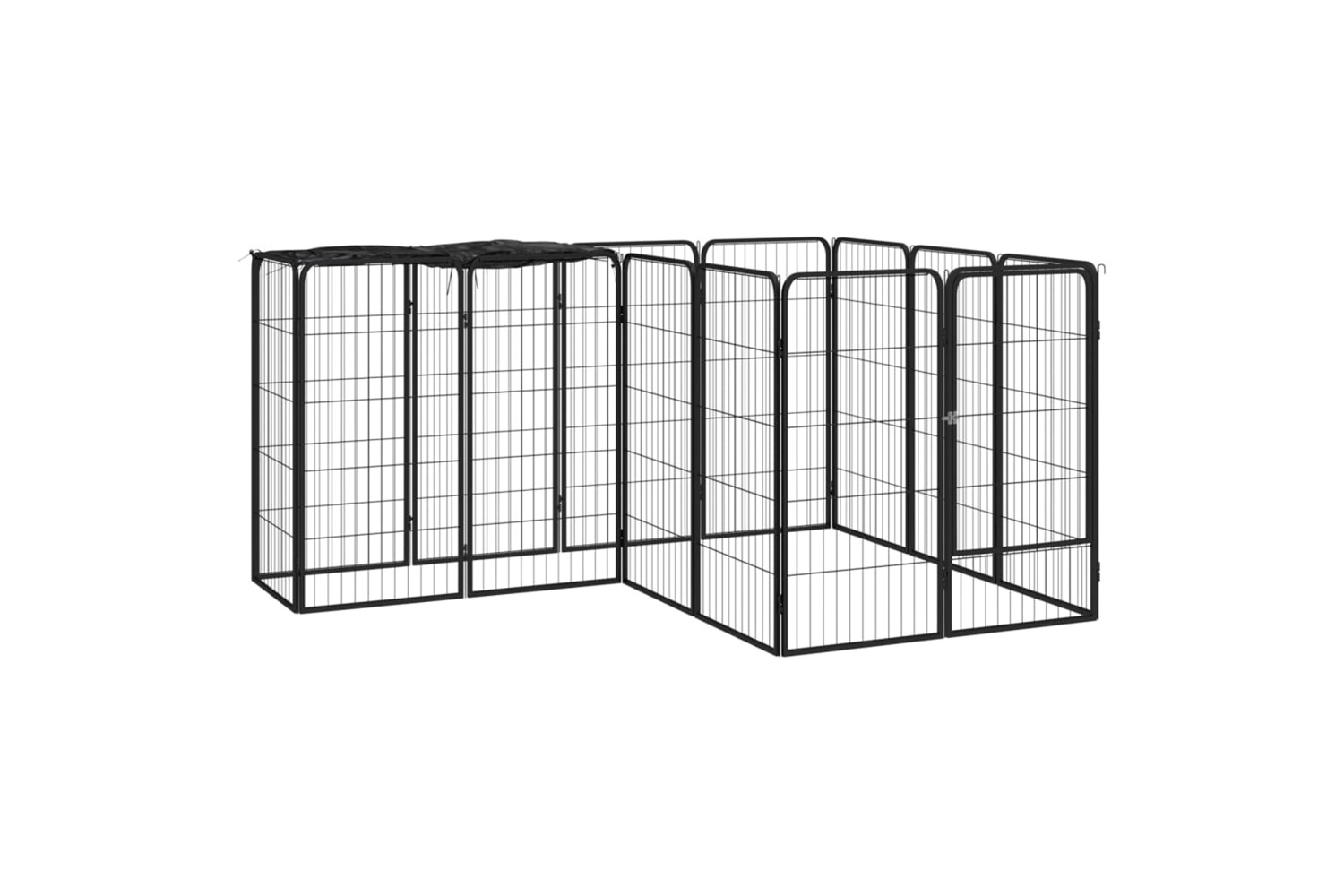 vidaXL 3115949 14-panel Dog Playpen Black 50x100cm Powder-coated Steel