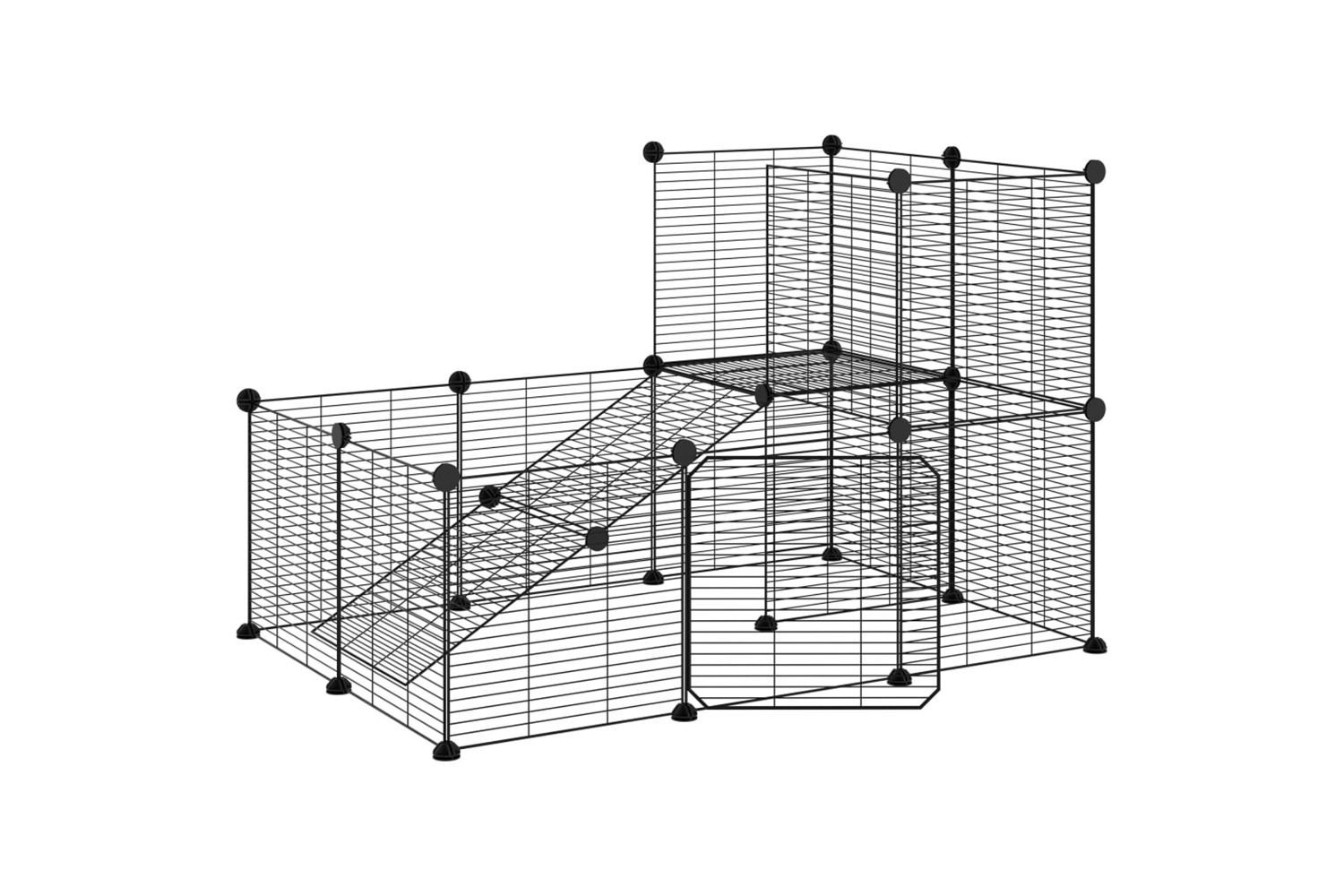 vidaXL 3114061 20-panel Pet Cage With Door Black 35x35cm Steel