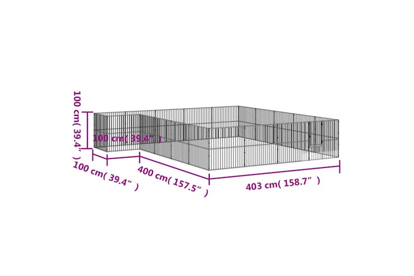 Vidaxl 3209560 Dog Playpen 20 Panels Black Galvanised Steel