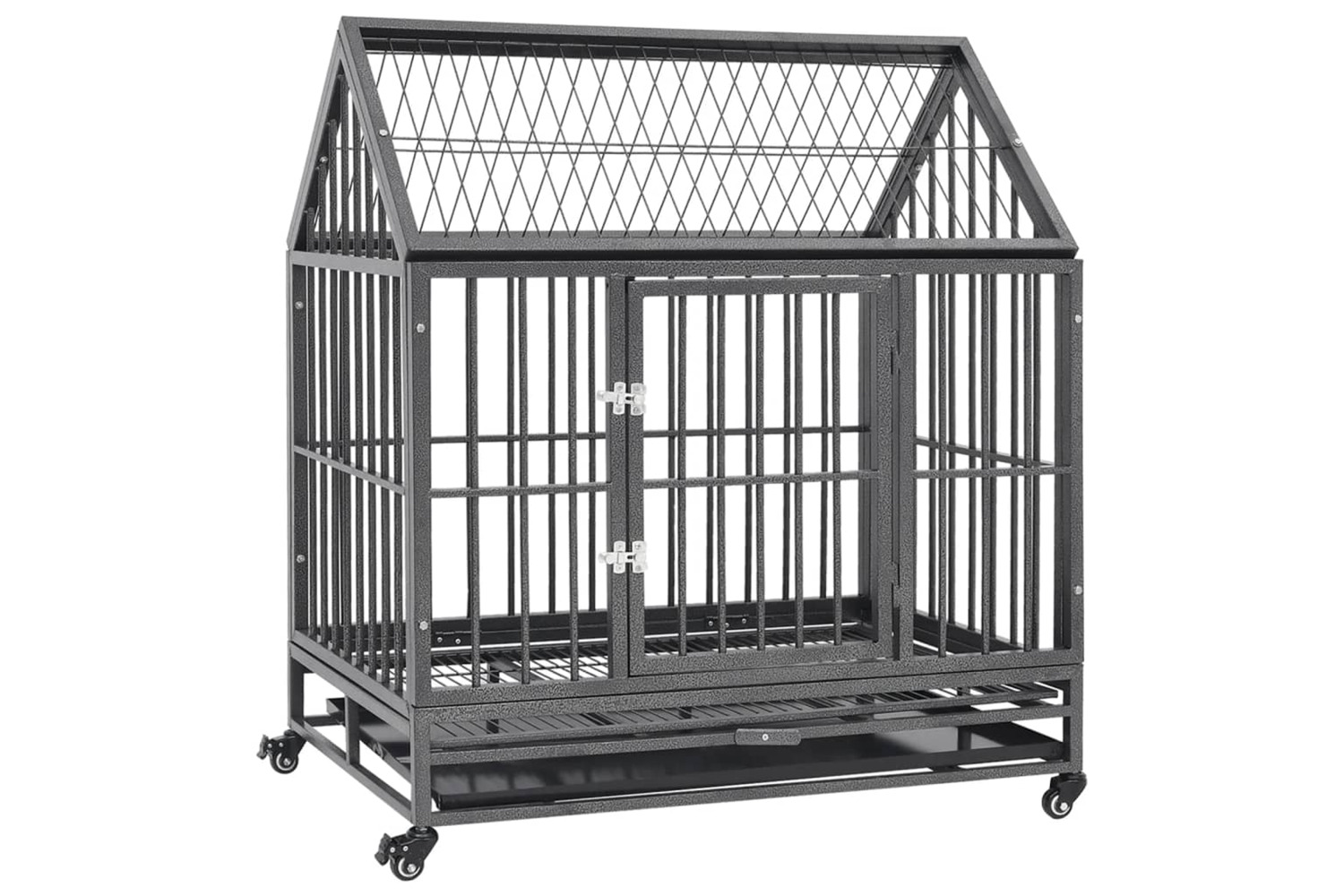 vidaXL 171493 Dog Cage With Wheels And Roof Steel 92x62x106cm