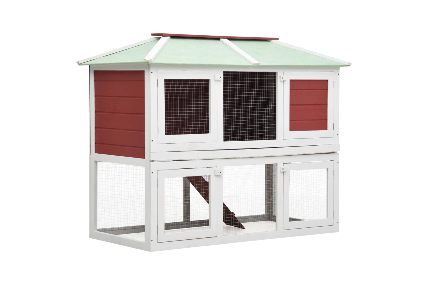 vidaXL 170851 Animal Rabbit Cage Double Floor Red Wood