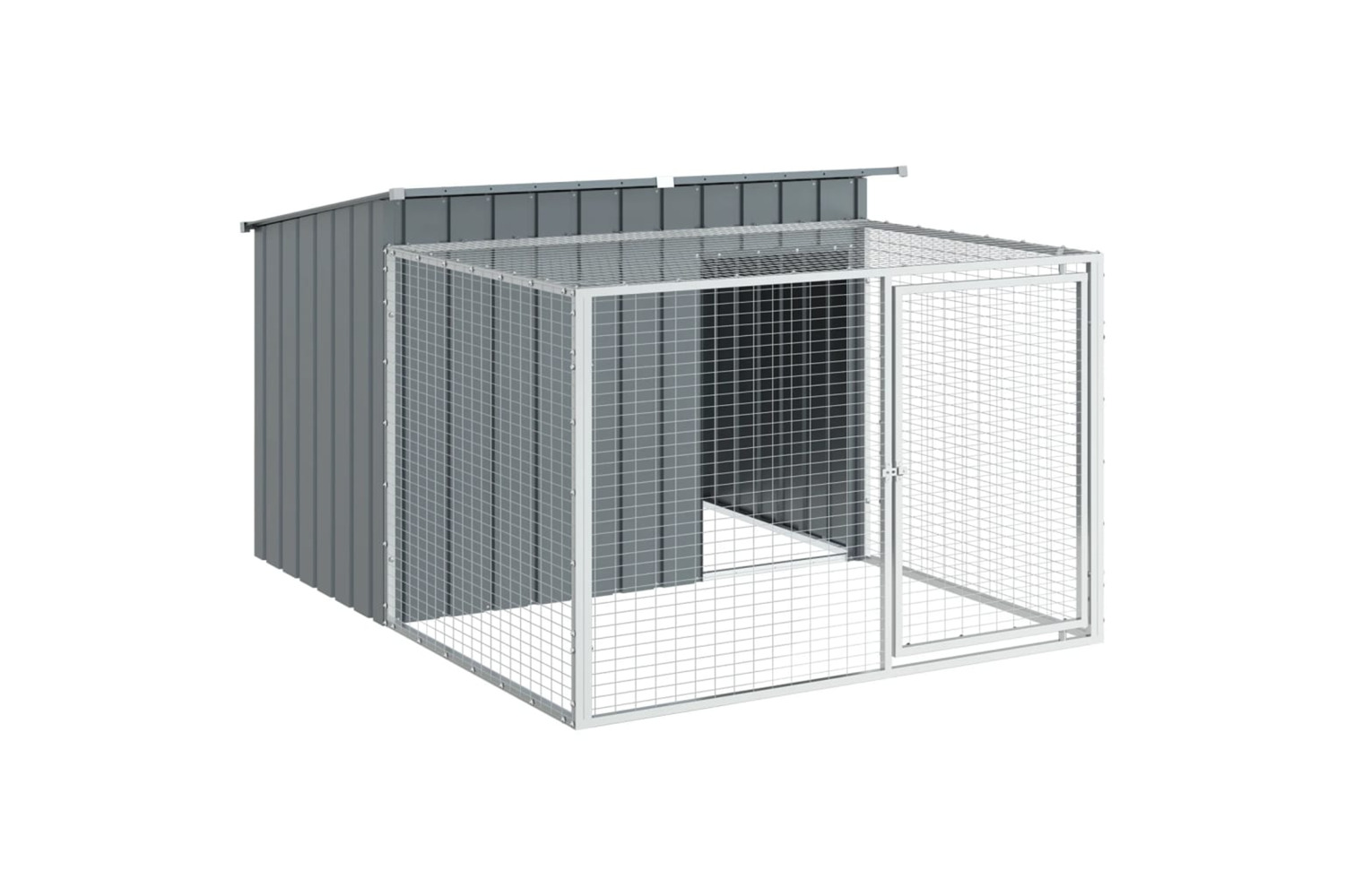 Vidaxl Dog House With Run Anthracite 153x194x110 Cm Galvanised Steel