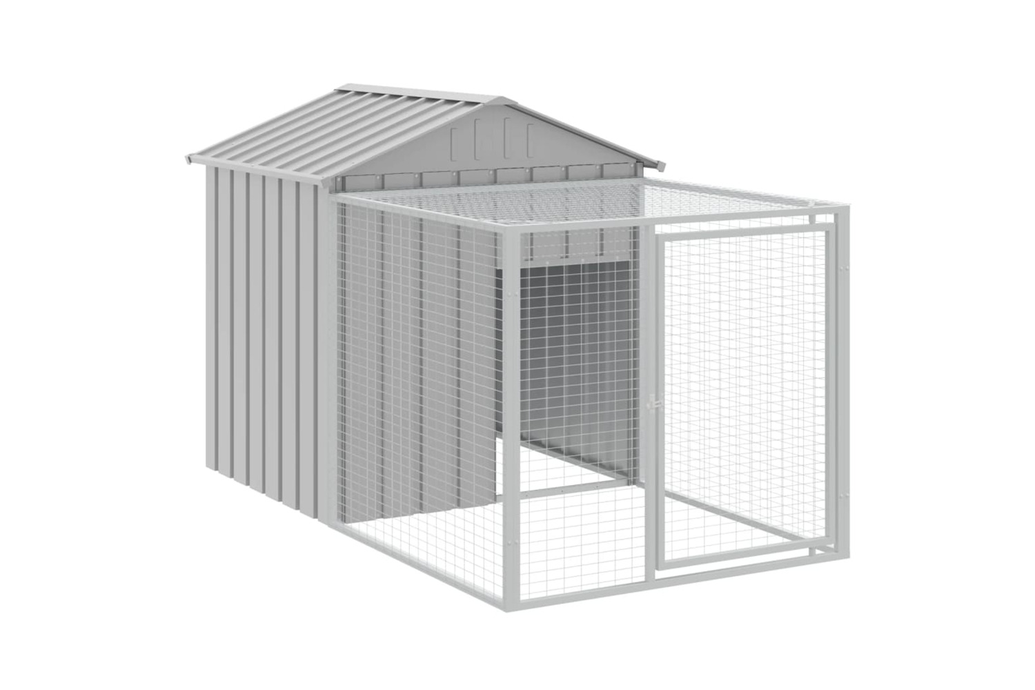 Vidaxl Chicken Cage With Run Light Grey 117x201x123 Cm Galvanised Steel