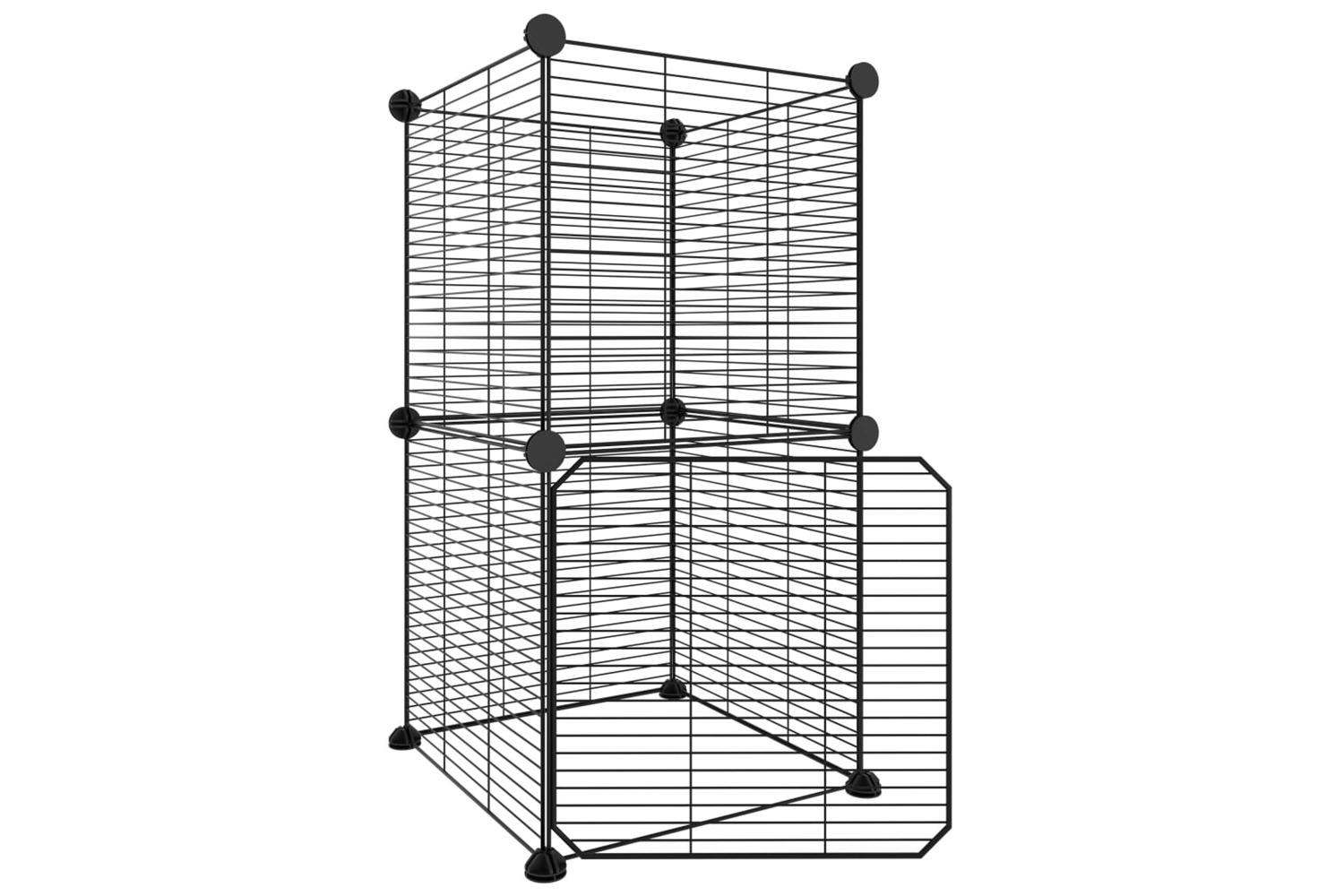 Vidaxl 3114035 8-panel Pet Cage With Door Black 35x35 Cm Steel