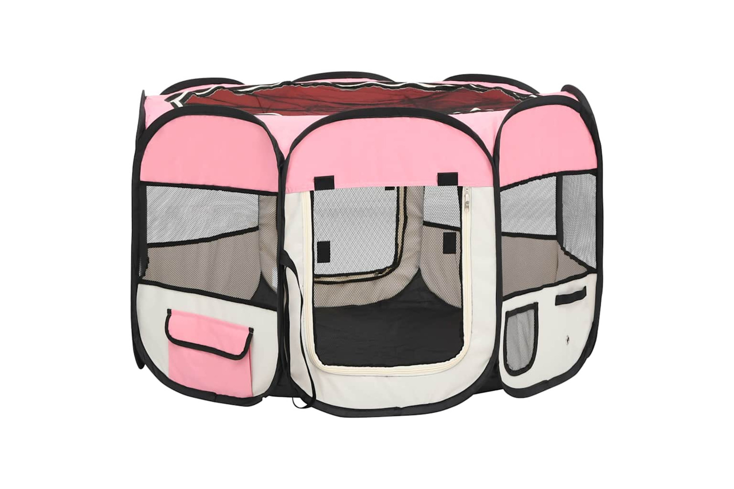 Vidaxl Foldable Dog Playpen With Carrying Bag Pink 90x90x58 Cm