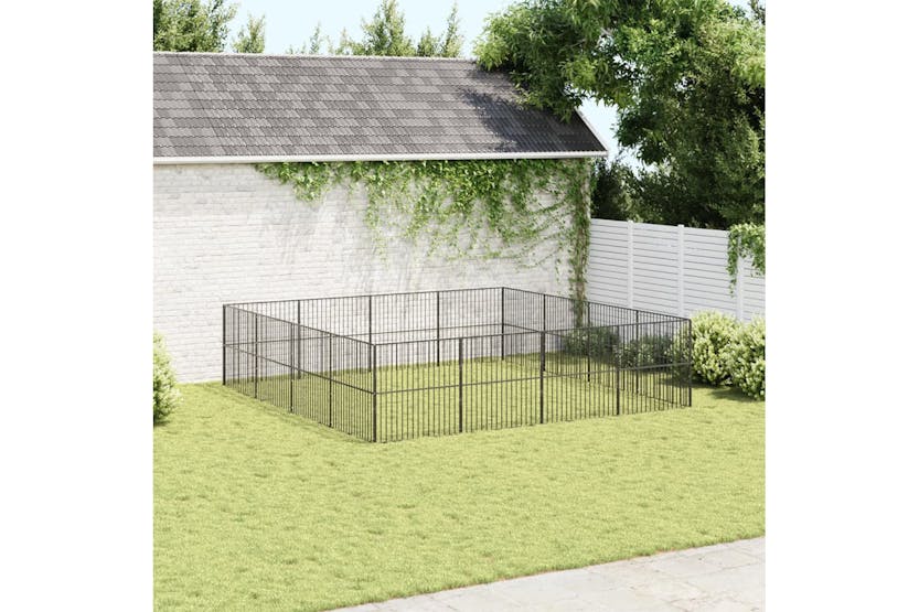 Vidaxl 3209555 Dog Playpen 16 Panels Black Galvanised Steel