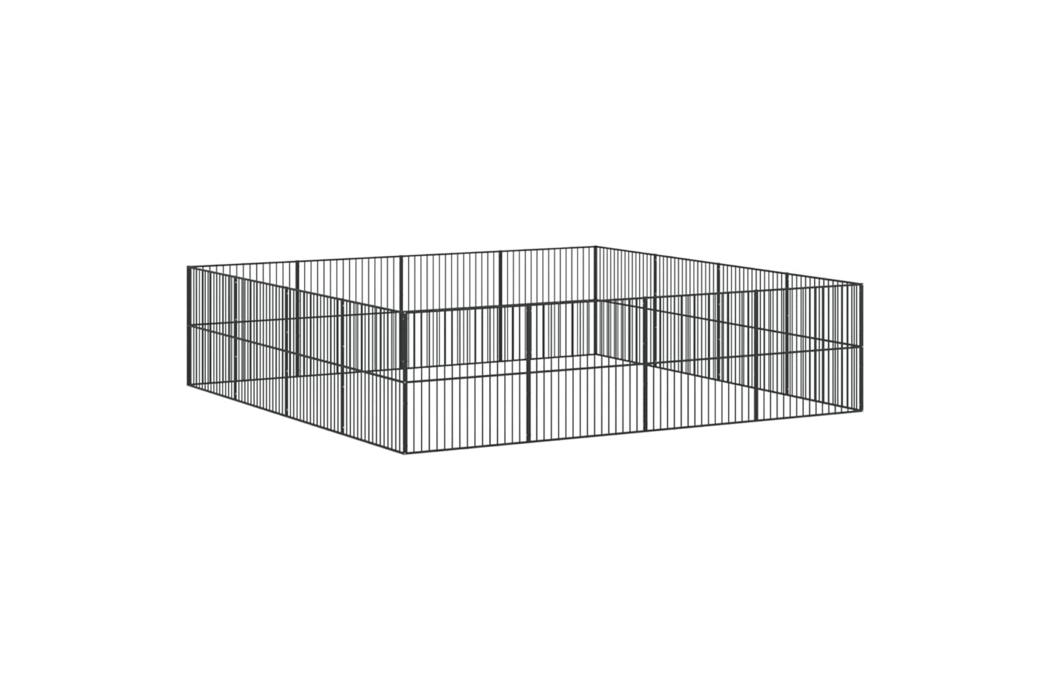 vidaXL 3209555 Dog Playpen 16 Panels Black Galvanised Steel