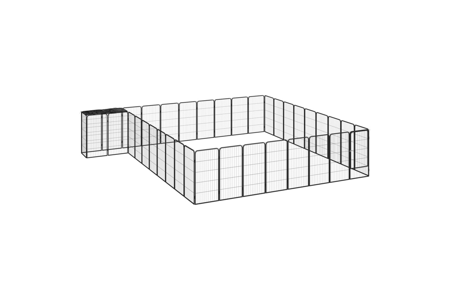 vidaXL 3115955 38-panel Dog Playpen Black 50x100cm Powder-coated Steel