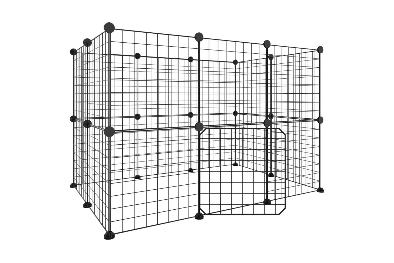 Vidaxl 3114037 20-panel Pet Cage With Door Black 35x35 Cm Steel
