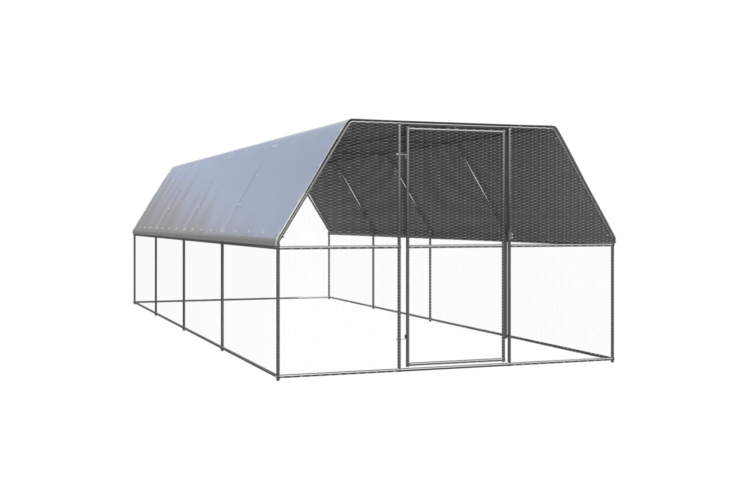 vidaXL 3154378 Outdoor Chicken Cage 3x8x2 M Galvanised Steel