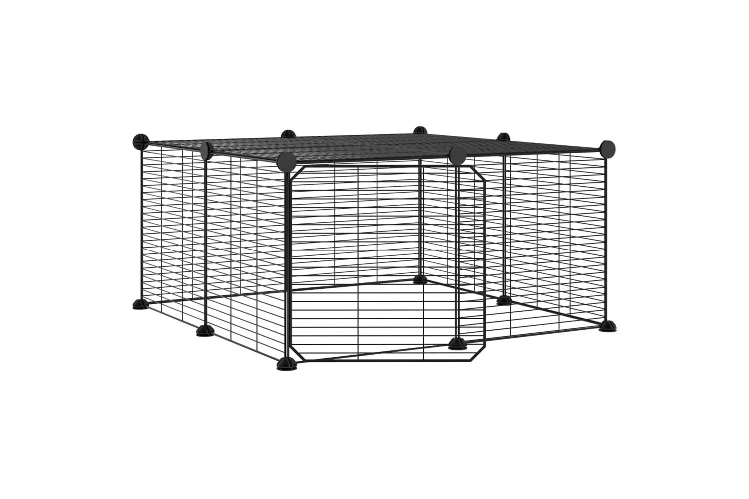 Vidaxl 3114054 12-panel Pet Cage With Door Black 35x35 Cm Steel