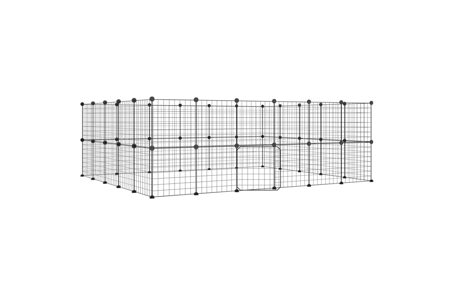 Vidaxl 3114040 44-panel Pet Cage With Door Black 35x35 Cm Steel