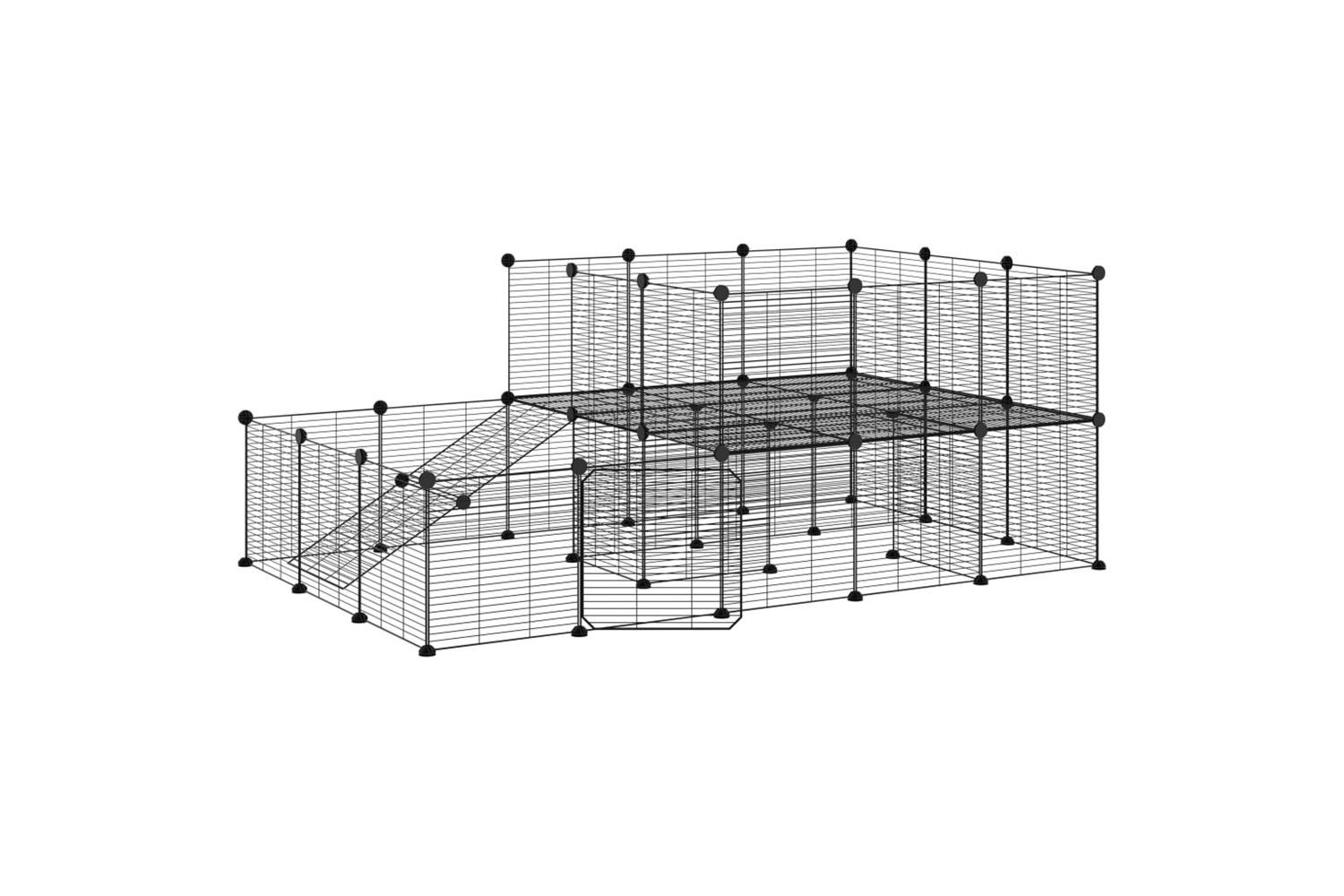 Vidaxl 3114063 44-panel Pet Cage With Door Black 35x35 Cm Steel