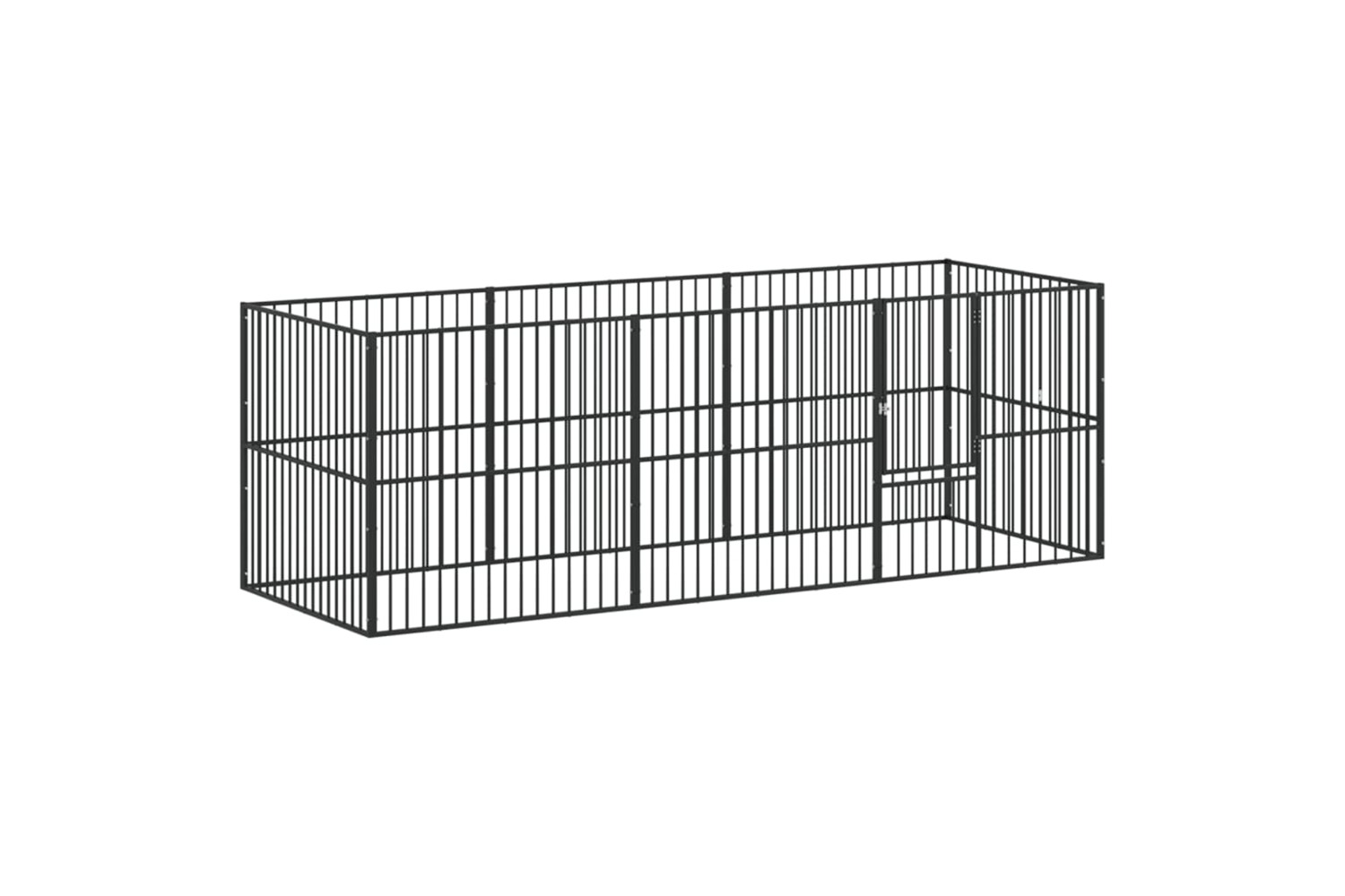 vidaXL 3209557 Dog Playpen 8 Panels Black Galvanised Steel