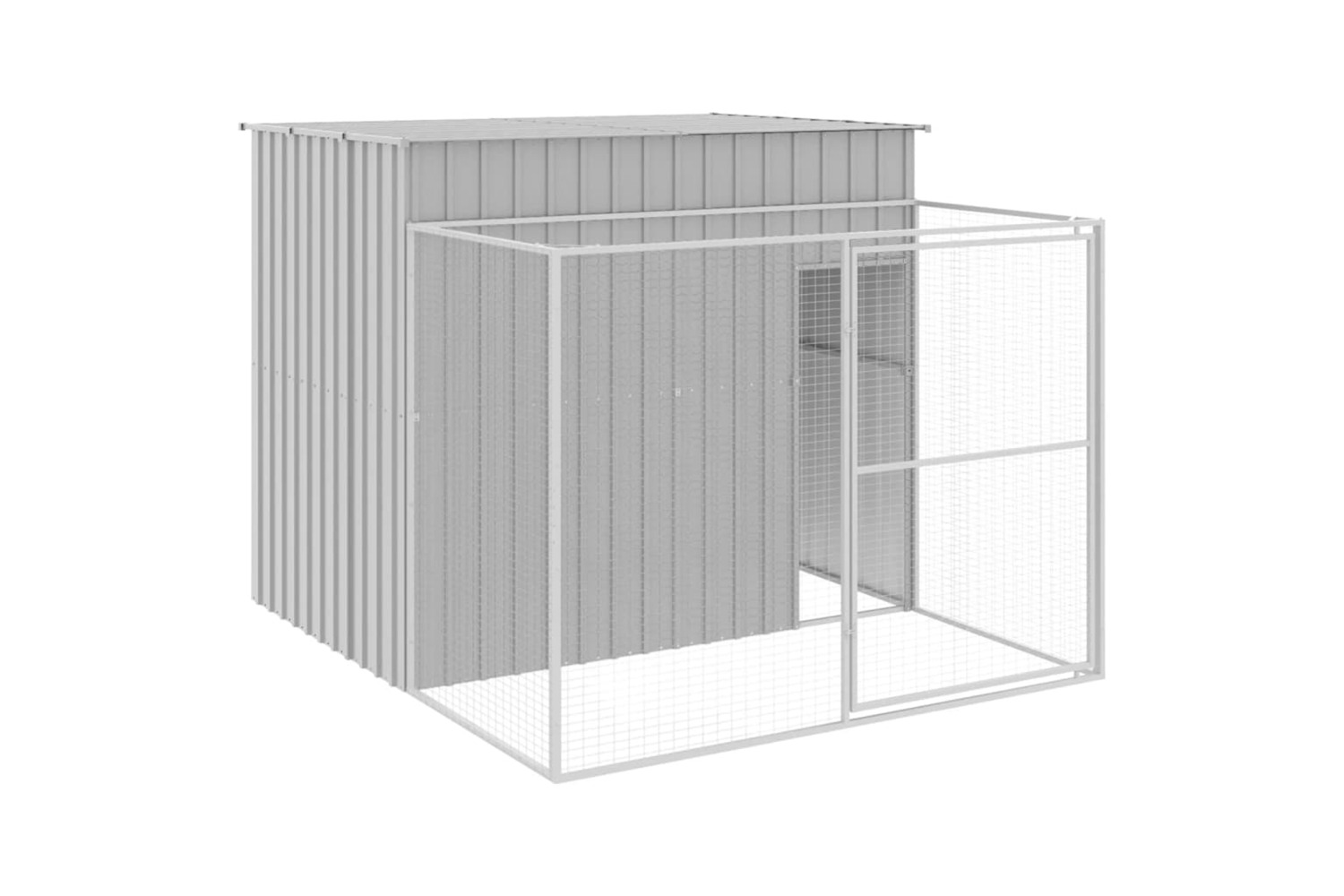 vidaXL 3189125 Dog House With Run Light Grey 214x253x181cm Galvanised Steel
