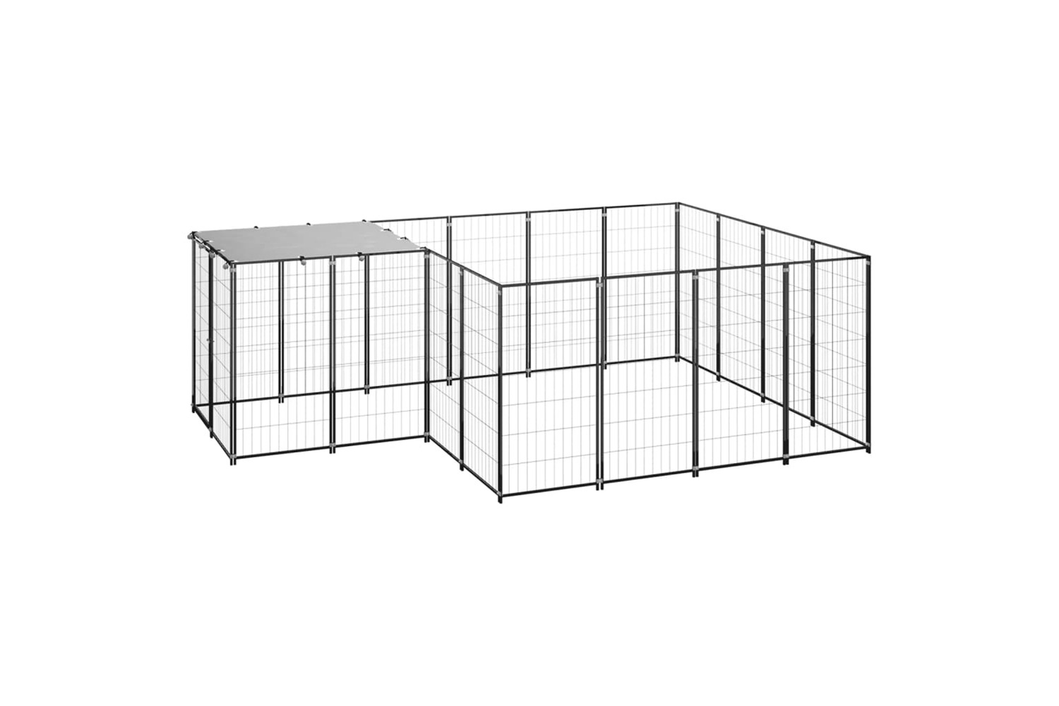 vidaXL 3082205 Dog Kennel Black 6.05 M2 Steel