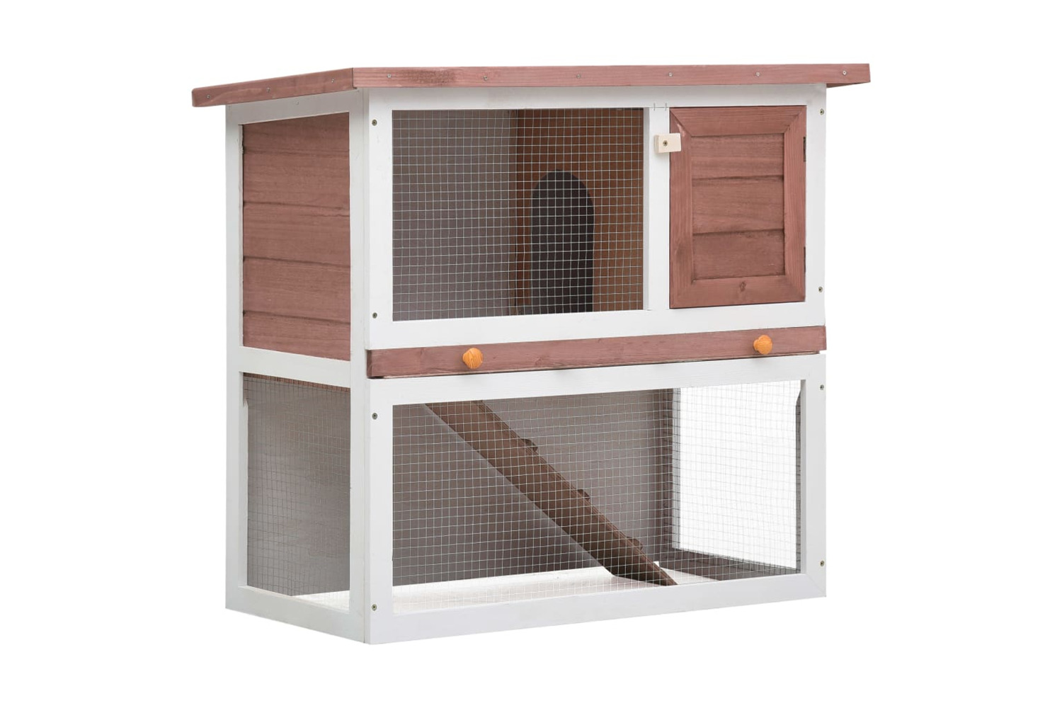 vidaXL 170832 Outdoor Rabbit Hutch 1 Door Brown Wood