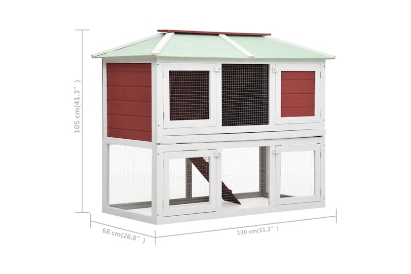 Vidaxl 170851 Animal Rabbit Cage Double Floor Red Wood