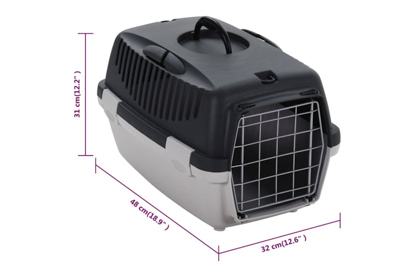 Vidaxl 171796 Pet Transport Box Grey And Black 48x32x31 Cm Pp